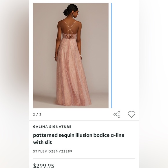 Ligh pink bodice a line dress with high slit size 8 perfect condition - Picture 3 of 4